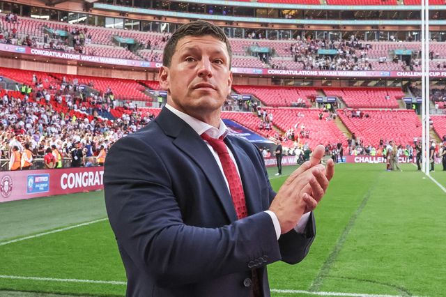 Matt Peet head coach of Wigan Warriors applauds the fans during the Betfred Challenge Cup Final match Wigan Warriors vs Hull KR at Wembley Stadium, London, United Kingdom on 30 May 2026

(Photo by Mark Cosgrove/News Images)