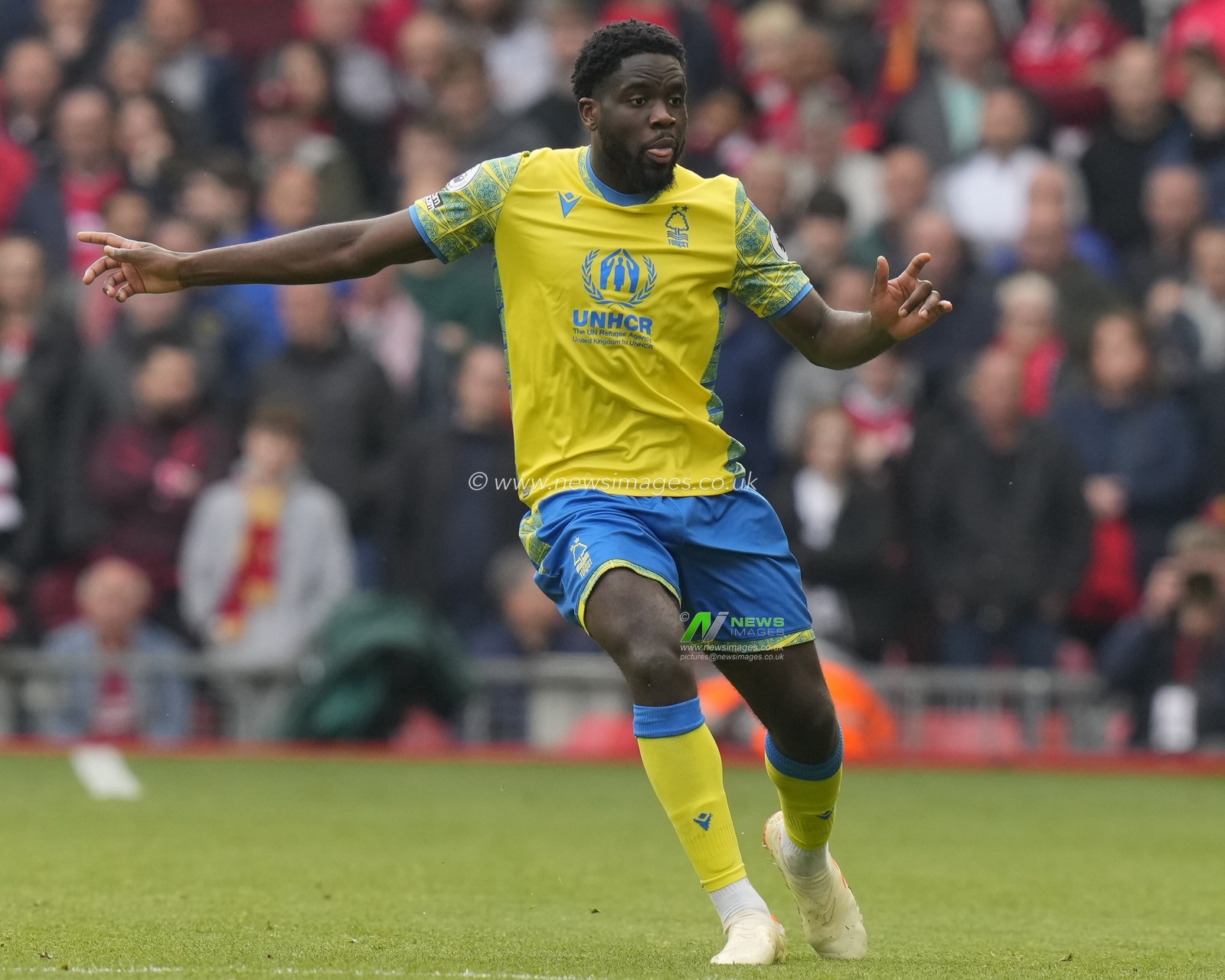 Orel Mangala #5 of Nottingham Forest during the Premier League match Liverpool vs Nottingham Forest at Anfield, Liverpool, United Kingdom, 22nd April 2023

(Photo by Steve Flynn/News Images)