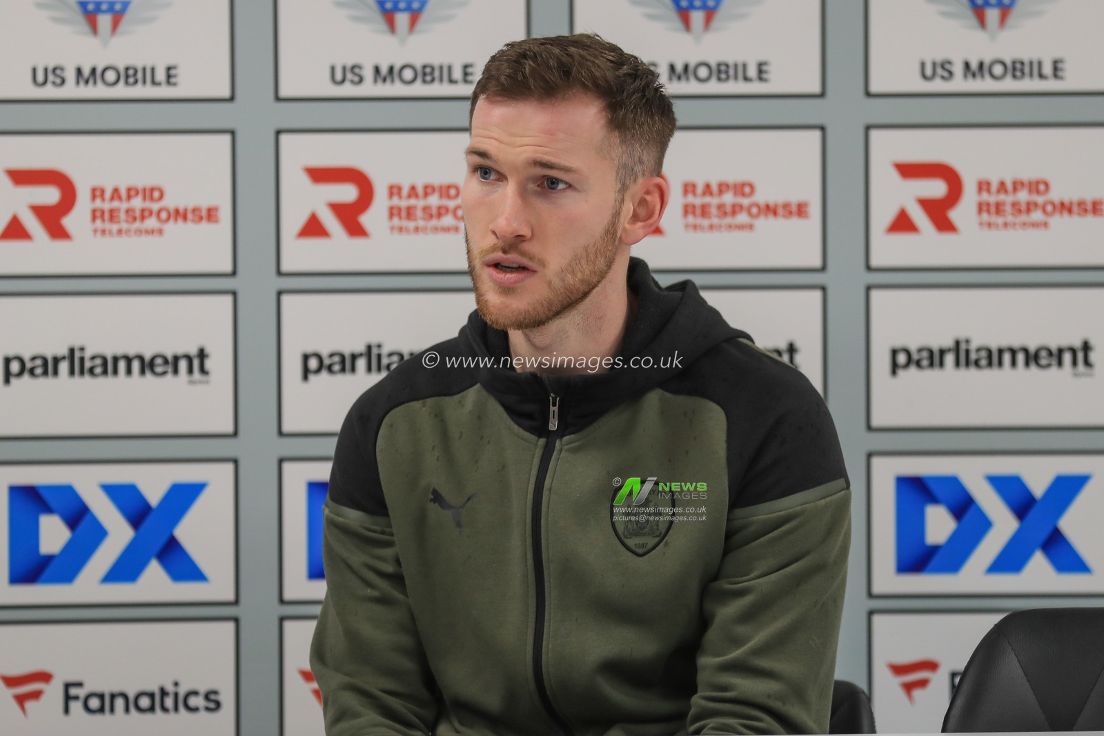 Jamie McCart of Barnsley speaks in the post match press conference during the Sky Bet League 1 match Barnsley vs Wigan Athletic at Oakwell, Barnsley, United Kingdom, 1st January 2024

(Photo by Alfie Cosgrove/News Images)