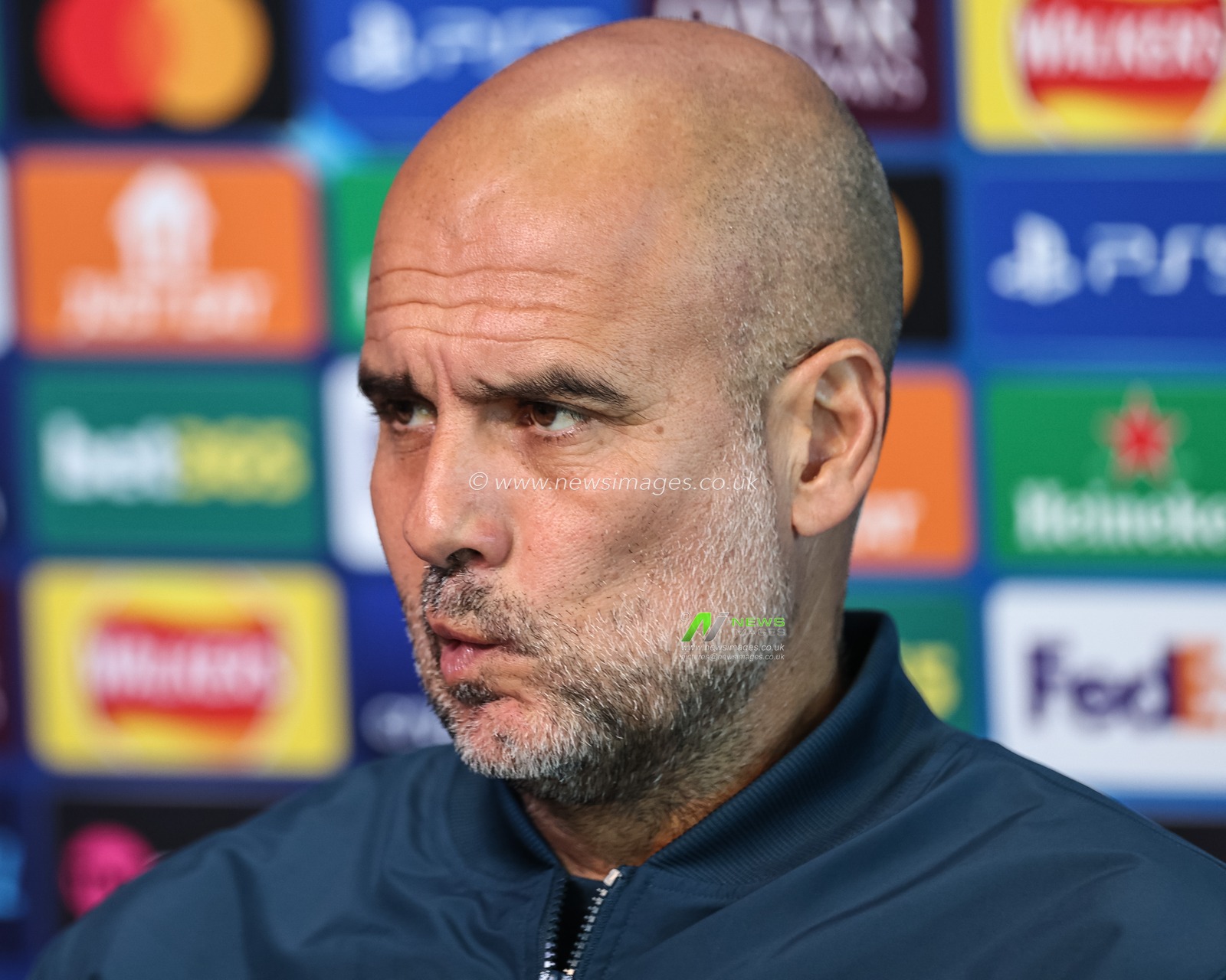 Pep Guardiola manager of Manchester City speaks in the pre-match press conference during the UEFA Champions League Manchester City v Inter Milan Press conference at Etihad Stadium, Manchester, United Kingdom, 17th September 2024

(Photo by Mark Cosgrove/News Images)