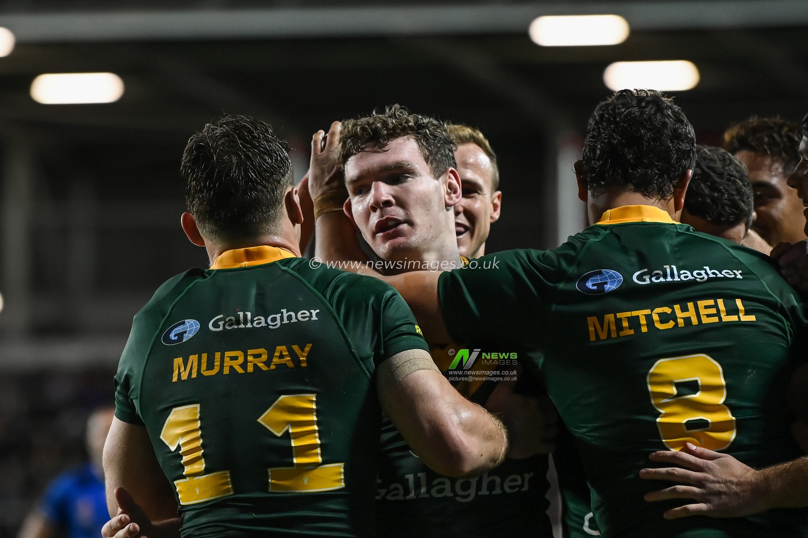 Liam Martin of Australia celebrates his try during the Rugby League World Cup 2021 match Australia vs Italy at Totally Wicked Stadium, St Helens, United Kingdom, 29th October 2022

(Photo by Craig Thomas/News Images)