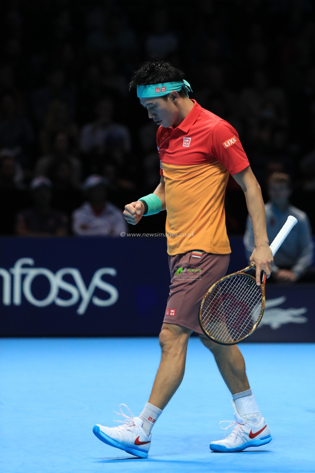 11th November 2018, The O2 , London, England;  The Apt Finals; Roger Federer vs Kei Nishikori ; Kei Nishikori punches the air as he wins the point


Credit: Romena Fogliati/News Images