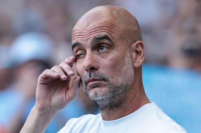 Pep Guardiola manager of Manchester City fights the tears in an emotional last game during the Premier League match Manchester City vs Aston Villa at Etihad Stadium, Manchester, United Kingdom on 24 May 2026

(Photo by Mark Cosgrove/News Images)