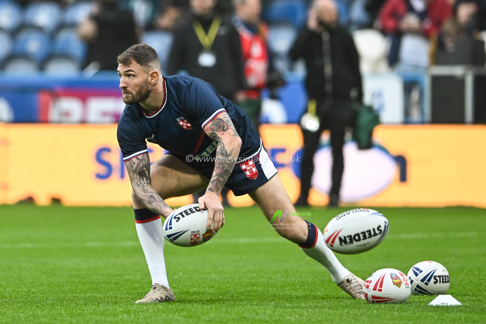 Daryl Clark of England during pre match warm up ahead of the Rugby League International match England vs Tonga at John Smith's Stadium, Huddersfield, United Kingdom, 28th October 2023

(Photo by Craig Thomas/News Images)