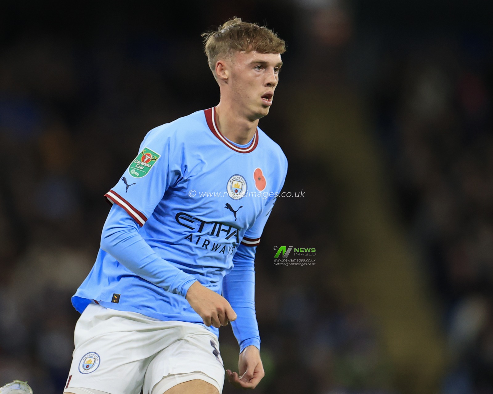 Cole Palmer #80 of Manchester City during the game during the Carabao Cup Third Round match Manchester City vs Chelsea at Etihad Stadium, Manchester, United Kingdom, 9th November 2022

(Photo by Conor Molloy/News Images)