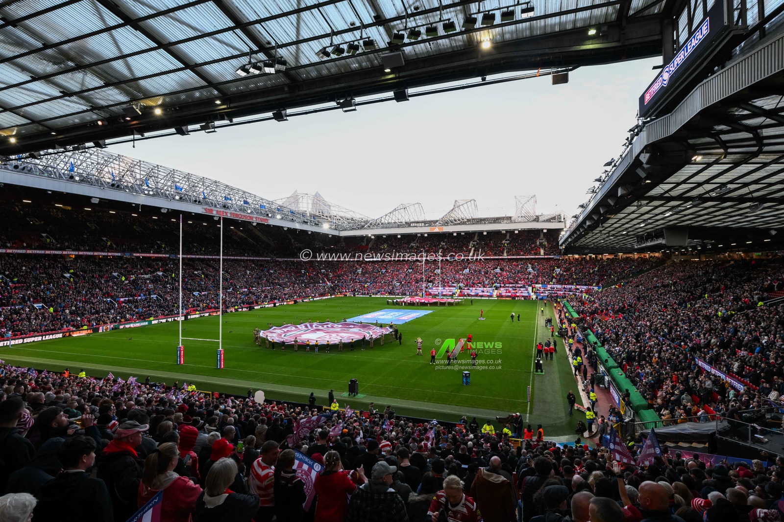 Ageneral view of Old Trafford prior to Betfred Super League Grand Final match Wigan Warriors vs Hull KR at Old Trafford, Manchester, United Kingdom, 12th October 2024

(Photo by Craig Thomas/News Images)