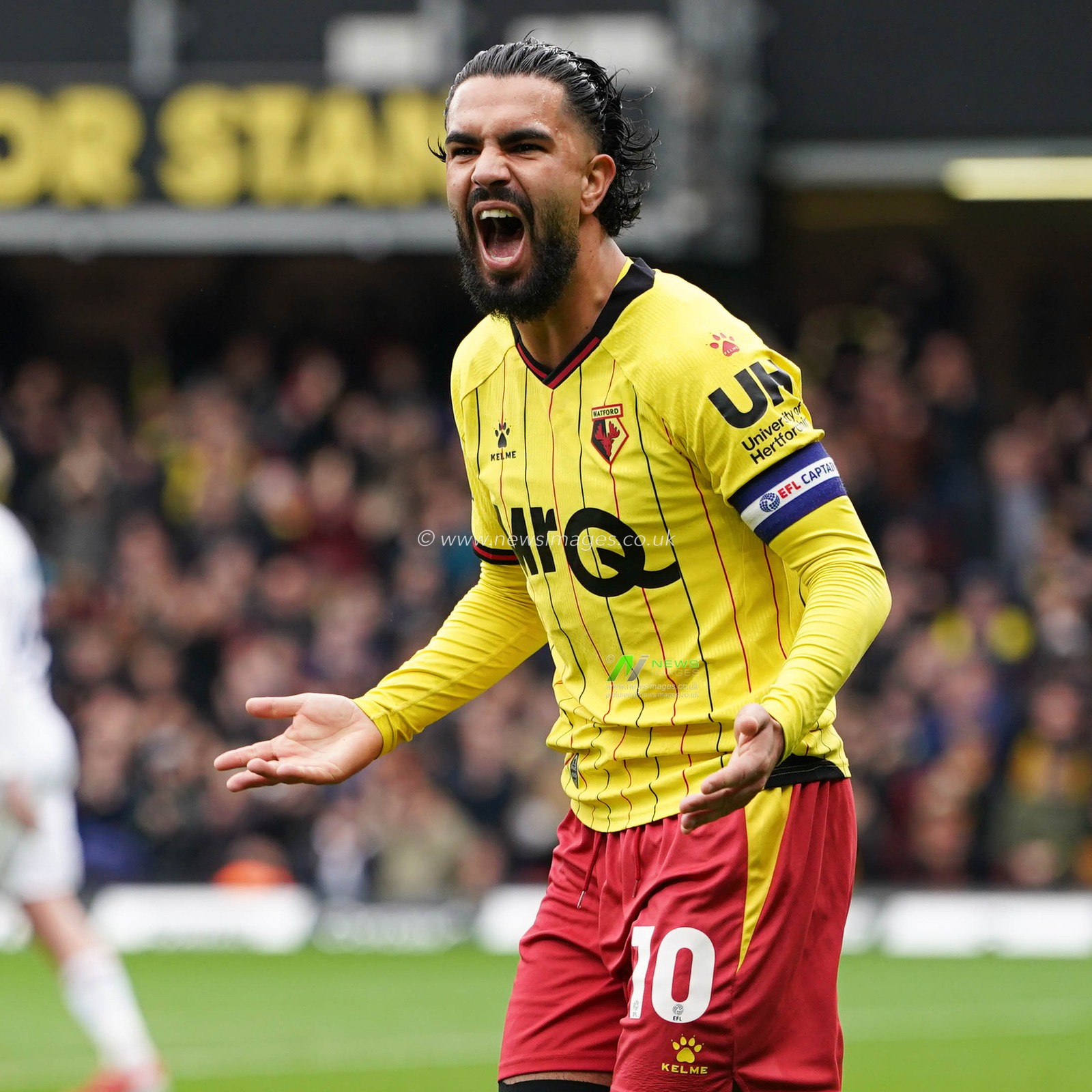 ImrÃ¢n Louza of Watford celebrates with fans during the Sky Bet Championship match Watford vs Luton Town at Vicarage Road, Watford, United Kingdom, 23rd February 2025

(Photo by Harvey Murphy/News Images)