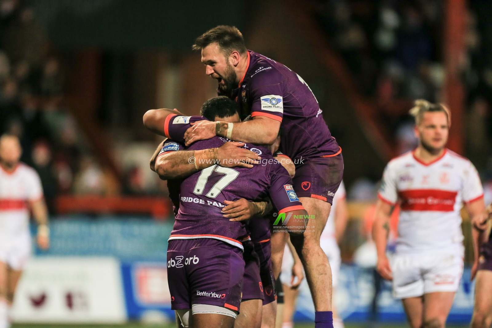 21st February 2020, Hull College Craven Park, Kingston upon Hull, England; Betfred Super League, Hull Kingston Rovers v Huddersfield Giants : Suaia Matagi (10) of Huddersfield Giants celebrates his try