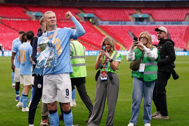 Erling Haaland of Manchester City celebrates Fa cup win during the Emirates FA Cup Final match Chelsea vs Manchester City at Wembley Stadium, London, United Kingdom on 16 May 2026

(Photo by Harvey Murphy/News Images)