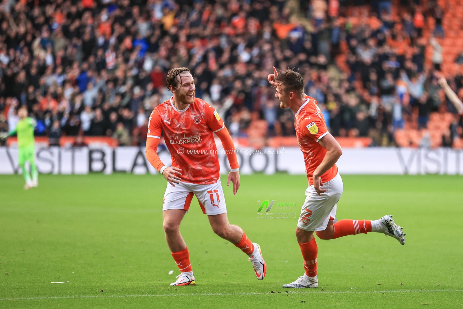 Callum Connolly #2 of Blackpool celebrates his goal to make it 1-0.