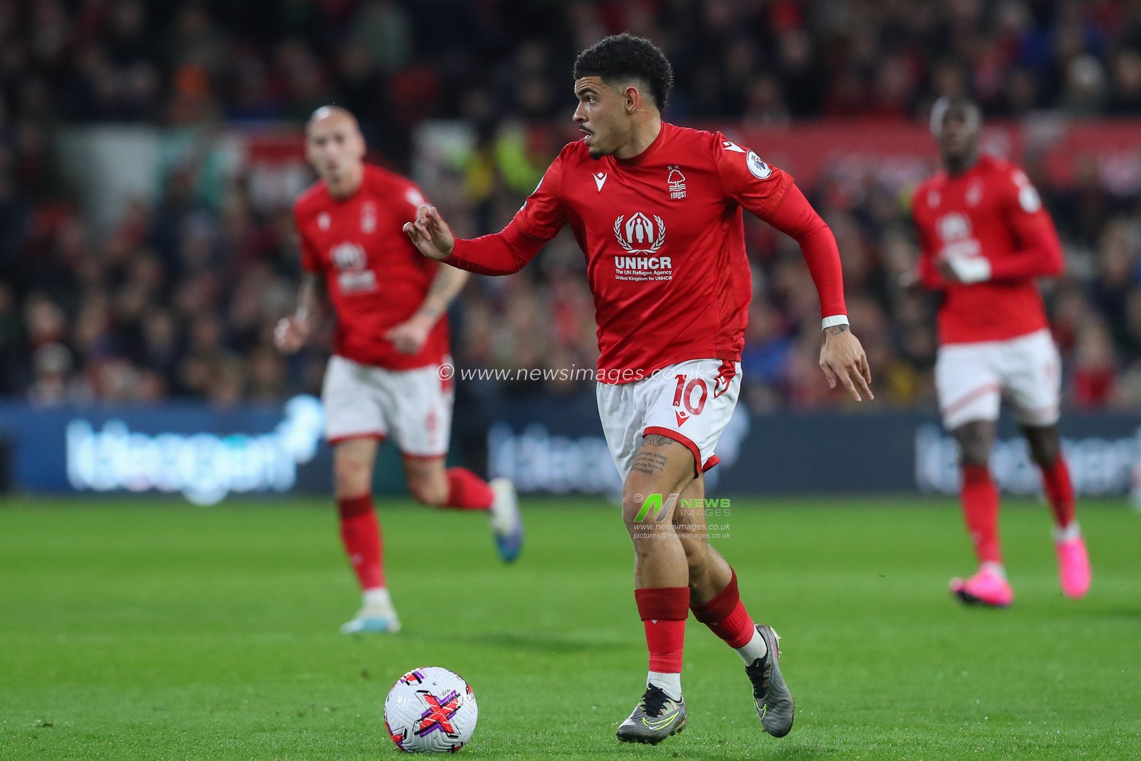Morgan Gibbs-White #10 of Nottingham Forest runs with the ball during the Premier League match Nottingham Forest vs Newcastle United at City Ground, Nottingham, United Kingdom, 17th March 2023

(Photo by Gareth Evans/News Images)