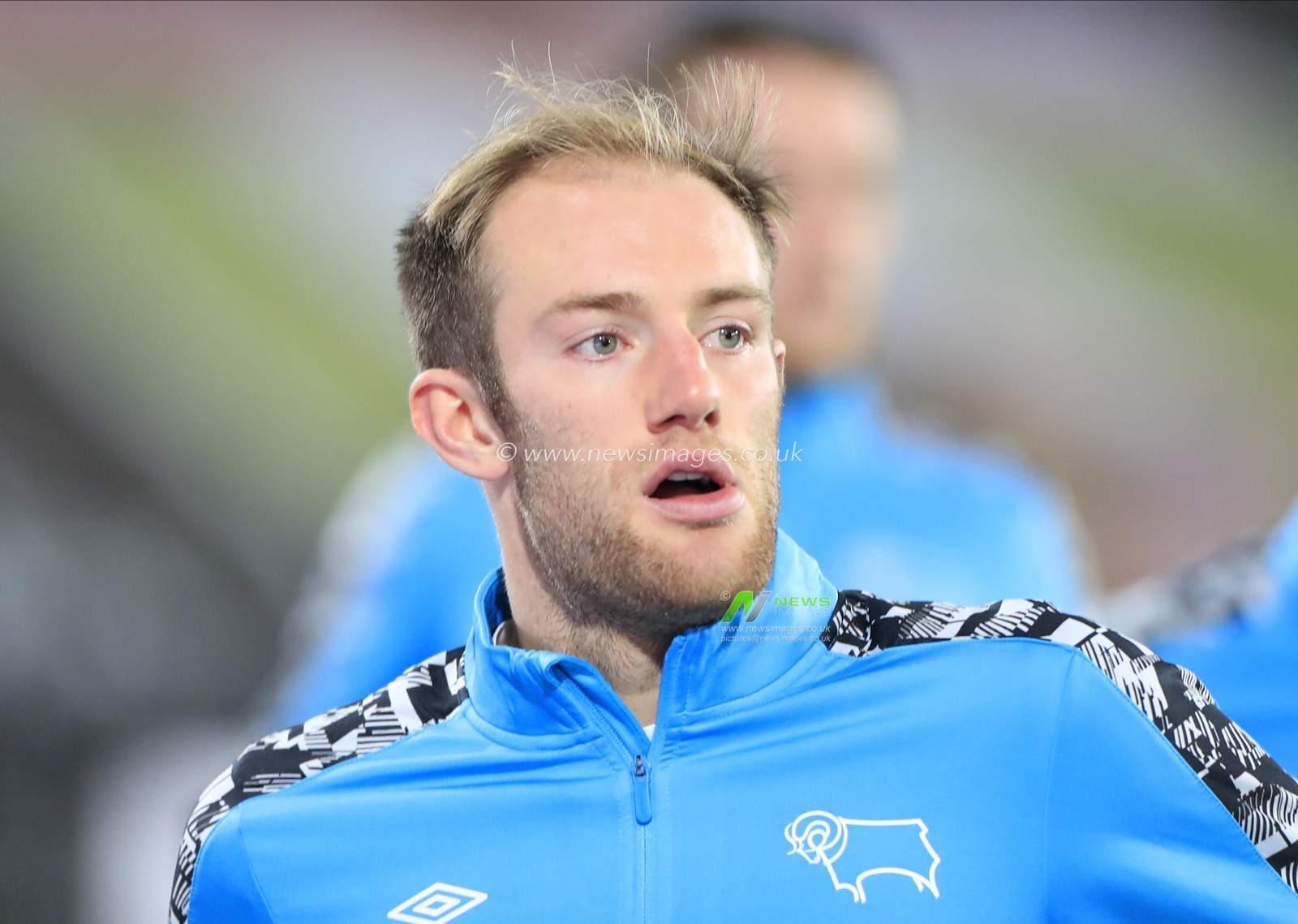 Matthew Clarke (16) of Derby County warms up for the game