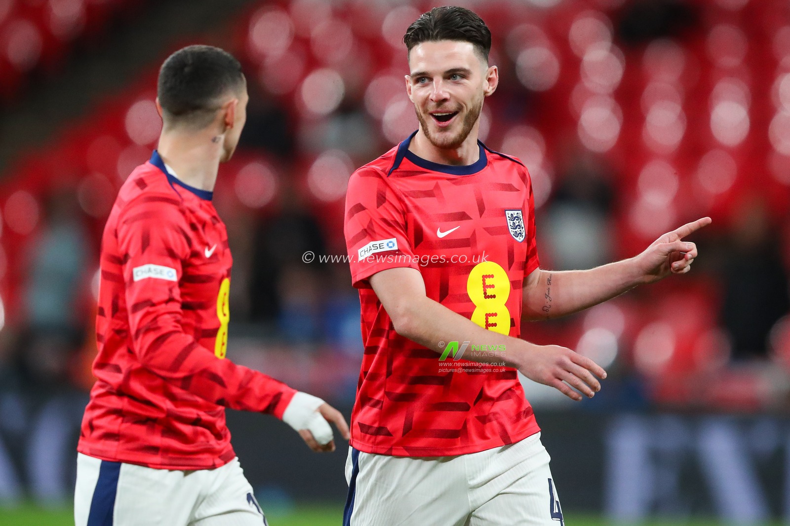 Declan Rice of England looks on during warm ups prior to the UEFA Nations League - League B - Group B2 - match England vs Greece at Wembley Stadium, London, United Kingdom, 10th October 2024

(Photo by Gareth Evans/News Images)
