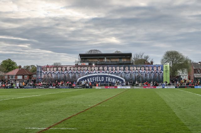 A general view of DIY Kitchens Stadium during the Betfred Super League Round 8 match Wakefield Trinity vs Castleford Tigers at DIY Kitchens Stadium, Wakefield, United Kingdom, 17th April 2025

(Photo by Alfie Cosgrove/News Images)