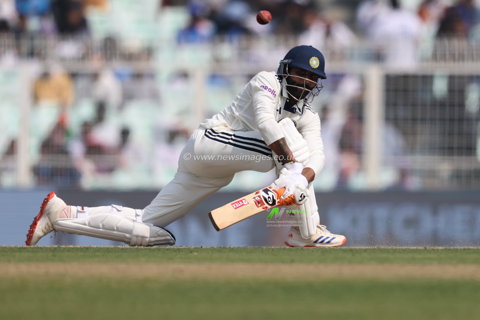 Ravindra Jadeja of India in action during the IDFC First Bank Test Day 2 India vs South Africa at Eden Gardens, Kolkata, India, 15th November 2025

(Photo by Shubhajit Roy Karmakar/News Images)