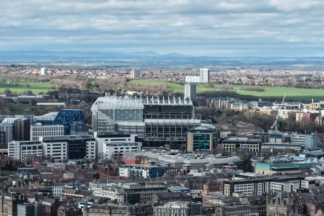 Overlooking views of St James’ Park from the city of Newcastle ahead of the UEFA Champions League Last 16 match Newcastle Untied vs Barcelona at St. James's Park, Newcastle, United Kingdom on 10 March 2026

(Photo by Mark Cosgrove/News Images)