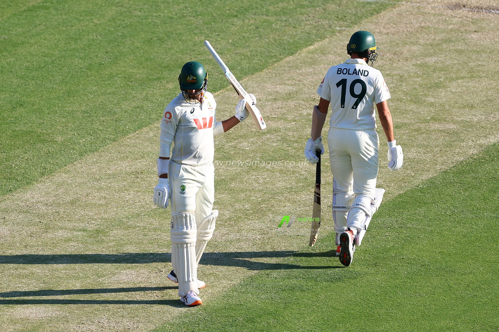 Mitchell Starc of Australia  celebrates his half century during Day 3 of the Second Test in the NRMA Insurance Ashes Series Australia vs England at The Gabba, Brisbane Cricket Ground, Brisbane, Australia, 6th December 2025

(Photo by Patrick Hoelscher/News Images)

*** GER AUT SUI OUT ***