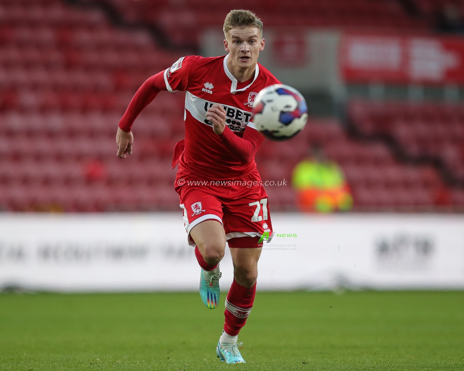 Marcus Forss #21 of Middlesbrough in action during the Sky Bet Championship match Middlesbrough vs Wigan Athletic at Riverside Stadium, Middlesbrough, United Kingdom, 26th December 2022

(Photo by James Heaton/News Images)