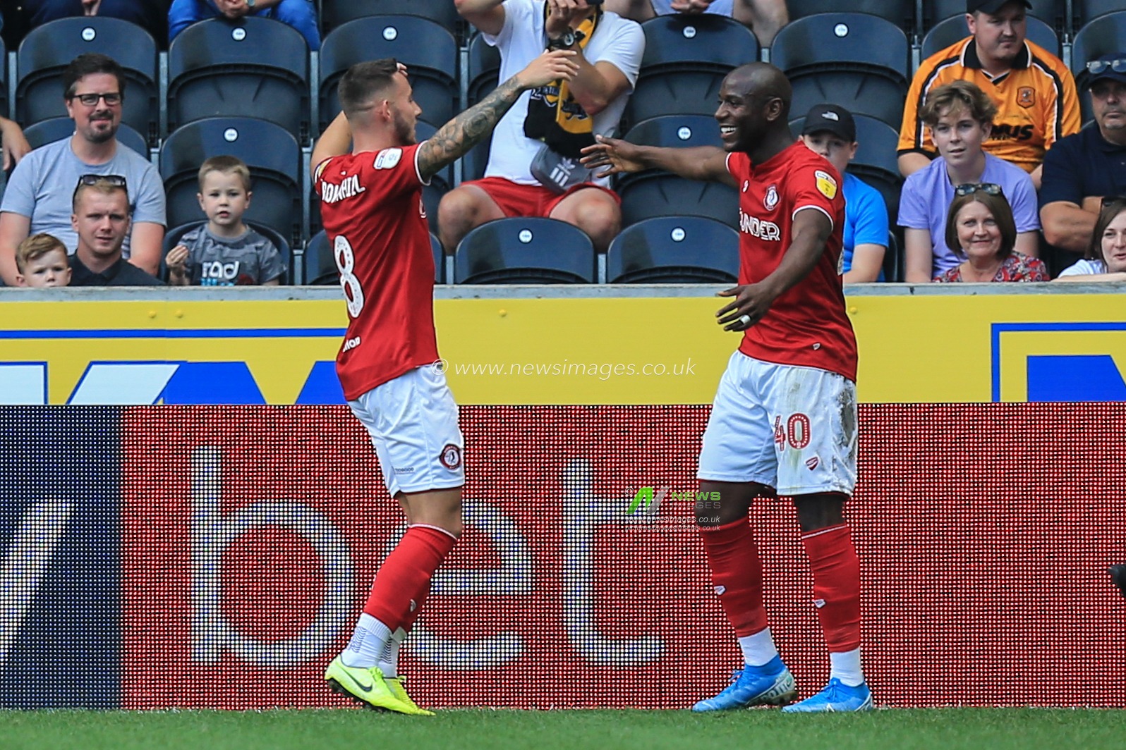 24th August 2019 , KCOM Stadium, Hull , England; Sky Bet Championship Football, Hull City vs Bristol City ; , Benik Afobe celebrates his goal  

Credit:   David Greaves/News Images

English Football League images are subject to DataCo Licence