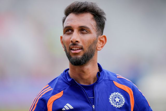 Prasidh Krishna of India in the pre-game warm up session during the Second Vitality T20 International match England vs India at Old Trafford, Manchester, United Kingdom on 04 July 2026

(Photo by Maynard Manyowa/News Images)