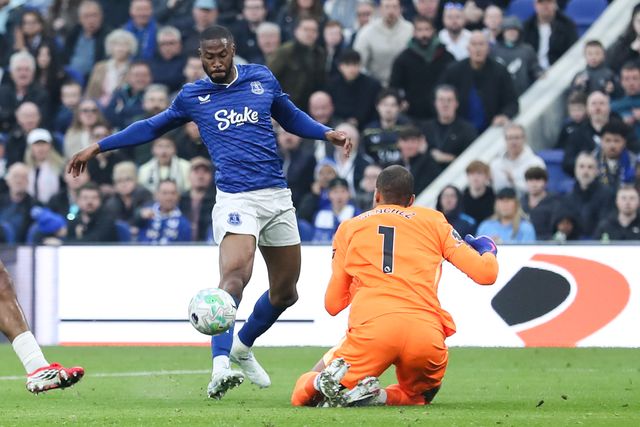 Beto of Everton shoots and scores to make it 1-0 during the Premier League match Everton vs Chelsea at Hill Dickinson Stadium, Liverpool, United Kingdom on 21 March 2026

(Photo by Jorge Horsted/News Images)