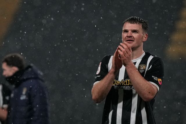 Matthew Platt of Notts County applauds the fans after the final whistle  during the Sky Bet League 2 match Notts County vs Gillingham at Meadow Lane, Nottingham, United Kingdom, 3rd February 2026

(Photo by Maynard Manyowa/News Images)