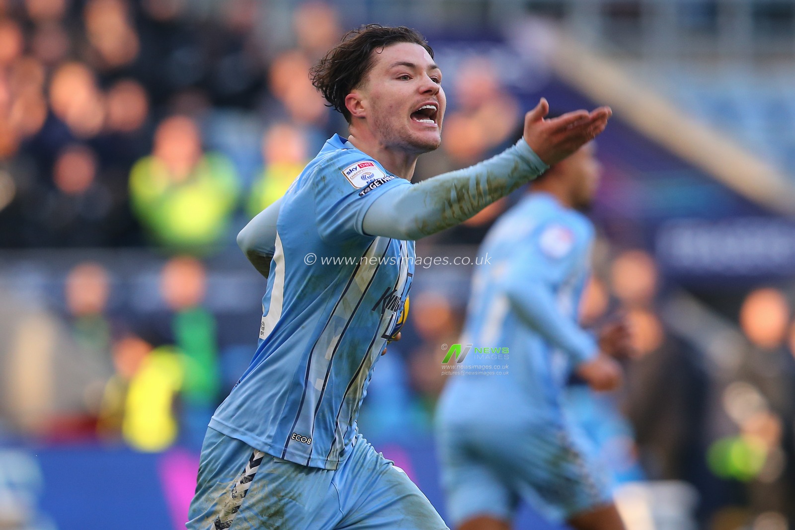 Callum O'Hare of Coventry City celebrates his goal to make it 1-1 during the Sky Bet Championship match Coventry City vs Leicester City at Coventry Building Society Arena, Coventry, United Kingdom, 13th January 2024

(Photo by Gareth Evans/News Images)