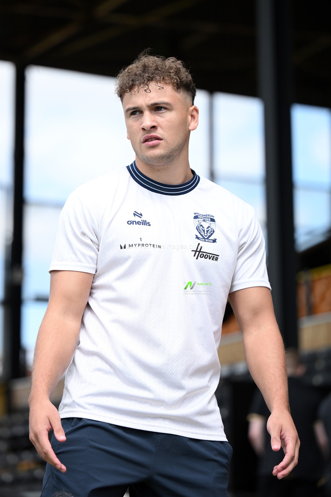 Cai Taylor-Wray of Warrington Wolves looks on prior to the Betfred Super League round 21 match Castleford Tigers vs Warrington Wolves at OneBore Stadium, Castleford, Untied Kingdom on 01 August 2026

(Photo by Ben Roberts/News Images)
