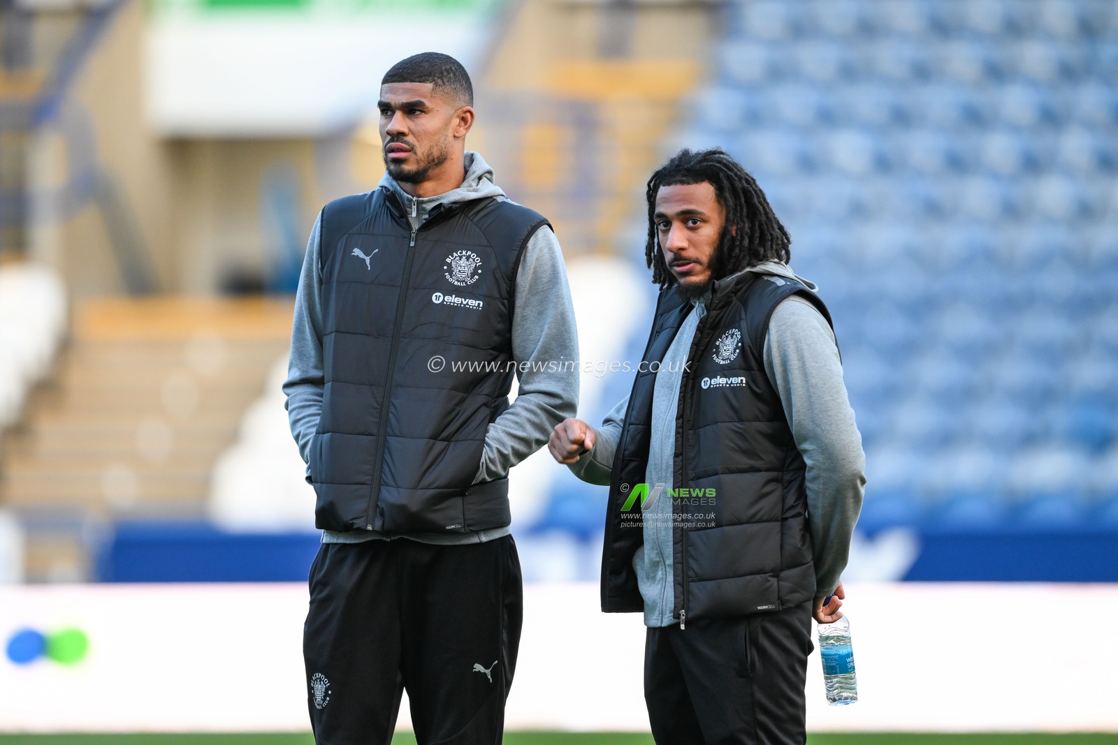 Ashley Fletcher of Blackpool and Dominic Thompson of Blackpoolarrives ahead of the Sky Bet League 1 match Huddersfield Town vs Blackpool at John Smith's Stadium, Huddersfield, United Kingdom, 24th September 2024

(Photo by Craig Thomas/News Images)