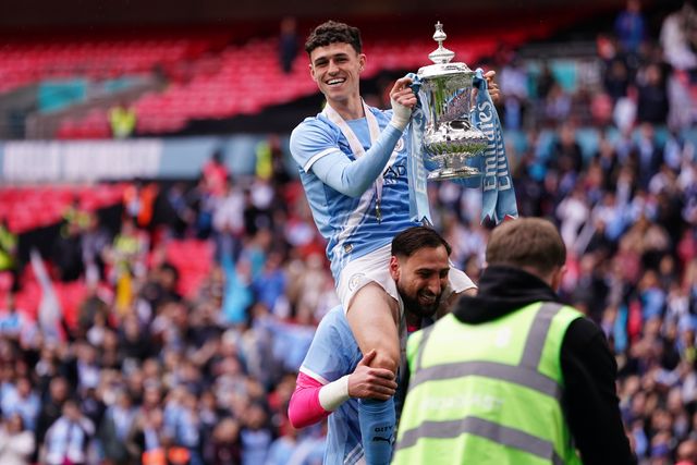 Phil Foden of Manchester City celebrates fa cup win with his support during the Emirates FA Cup Final match Chelsea vs Manchester City at Wembley Stadium, London, United Kingdom on 16 May 2026

(Photo by Harvey Murphy/News Images)