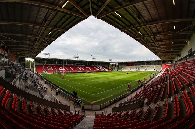A general view of Totally Wicked Stadium ahead of the Betfred Super League round 15 match St Helens vs Leeds Rhinos at Totally Wicked Stadium, St Helens, United Kingdom, 20th June 2025

(Photo by Alfie Cosgrove/News Images)