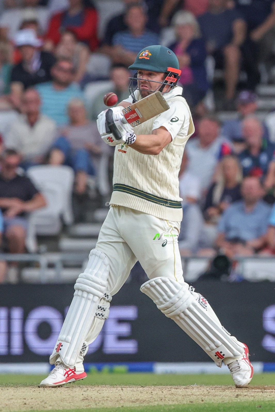 Travis Head of Australia hits the ball for four runs during the LV= Insurance Ashes Third Test Series Day 3 England v Australia at Headingley Stadium, Leeds, United Kingdom, 8th July 2023

(Photo by Mark Cosgrove/News Images)