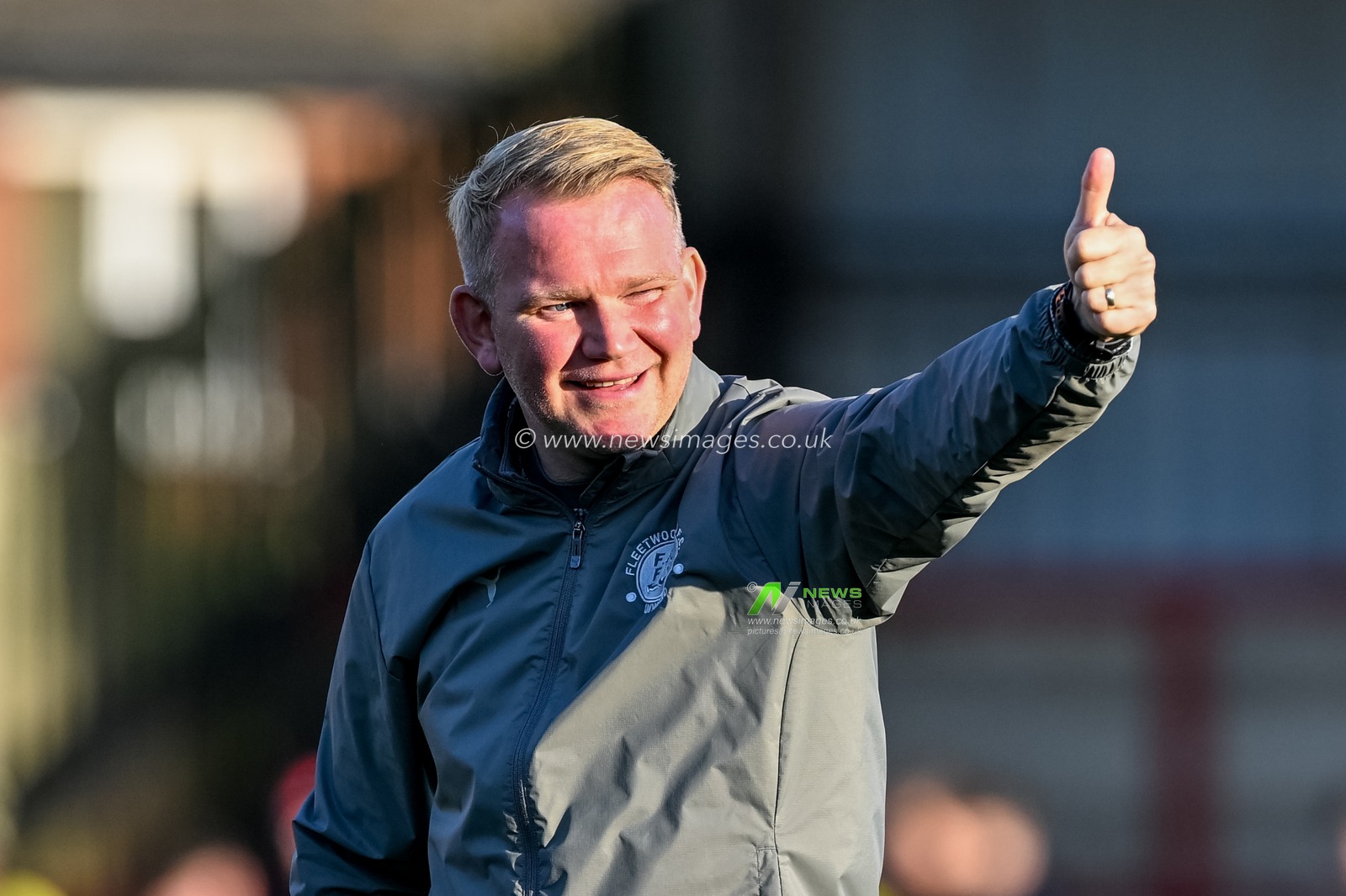 Pete Wild, manager of Fleetwood Town,  gives the thumbs up during the Sky Bet League 2 match Fleetwood Town vs Harrogate Town at Highbury Stadium, Fleetwood, United Kingdom, 11th October 2025

(Photo by Adam Gee/News Images)