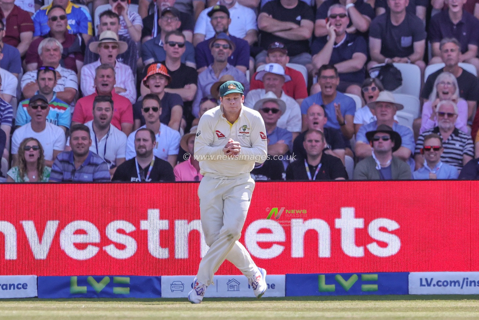 Steven Smith of Australia catches out Ben Stokes of England, England all out during the LV= Insurance Ashes Third Test Series Day 2 England v Australia at Headingley Stadium, Leeds, United Kingdom, 7th July 2023

(Photo by Mark Cosgrove/News Images)