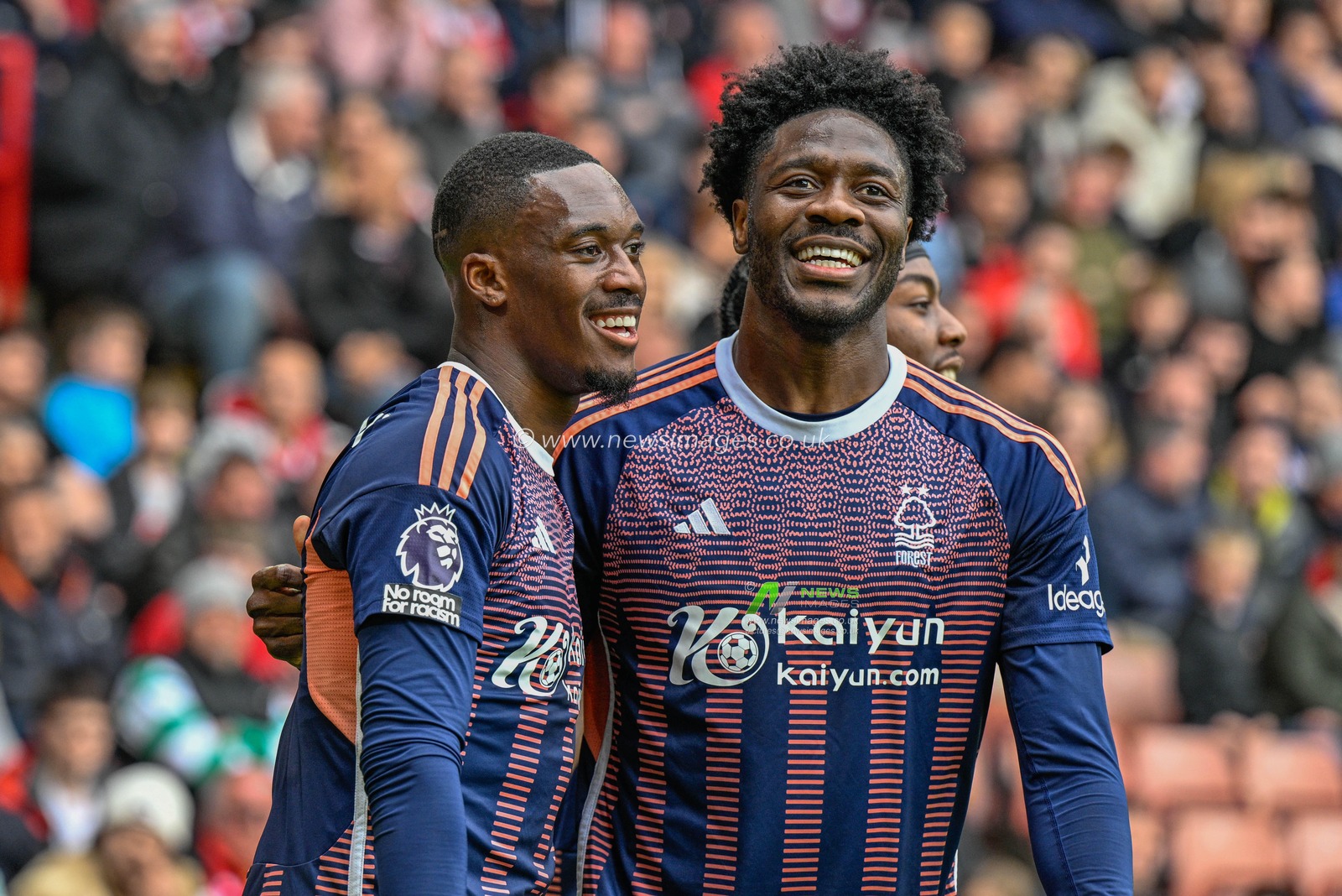 Callum Hudson-Odoi of Nottingham Forest celebrates his goal to make it 1-3 during the Premier League match Sheffield United vs Nottingham Forest at Bramall Lane, Sheffield, United Kingdom, 4th May 2024

(Photo by Cody Froggatt/News Images)