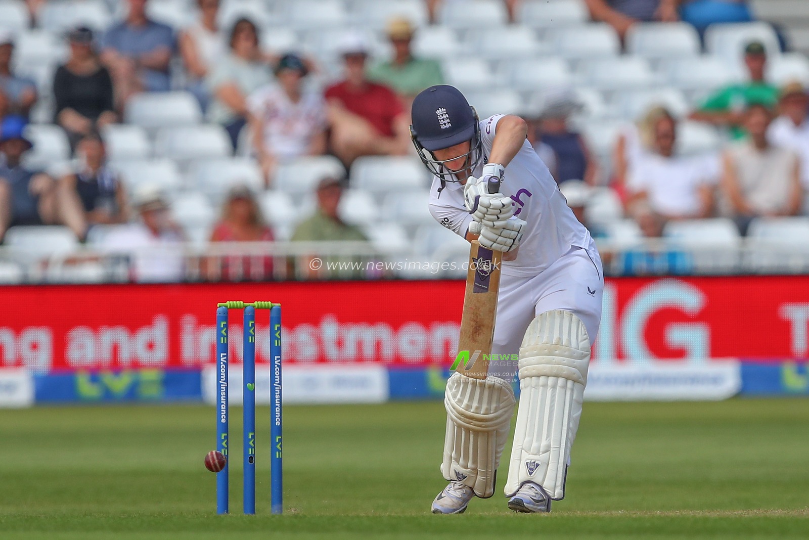 Emma Lamb of England plays a shot during the Metro Bank Women's Ashes 2023 match Day 2 England vs Australia at Trent Bridge, Nottingham, United Kingdom, 23rd June 2023

(Photo by Gareth Evans/News Images)