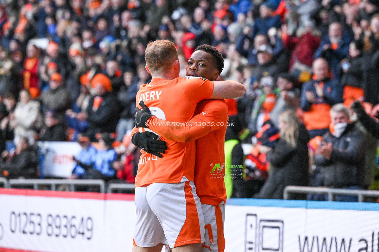Karamoko DembÃ©lÃ© of Blackpool celebrates his goal to make it 1-0 during the Sky Bet League 1 match Blackpool vs Charlton Athletic at Bloomfield Road, Blackpool, United Kingdom, 27th January 2024

(Photo by Craig Thomas/News Images)