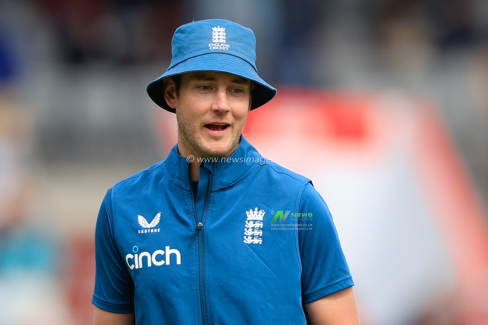 Stuart Broad of England in the pre-game warm up session during the LV= Insurance Ashes Fourth Test Series Day Three Test Series match England vs Australia at Old Trafford, Manchester, United Kingdom, 21st July 2023

(Photo by Conor Molloy/News Images)