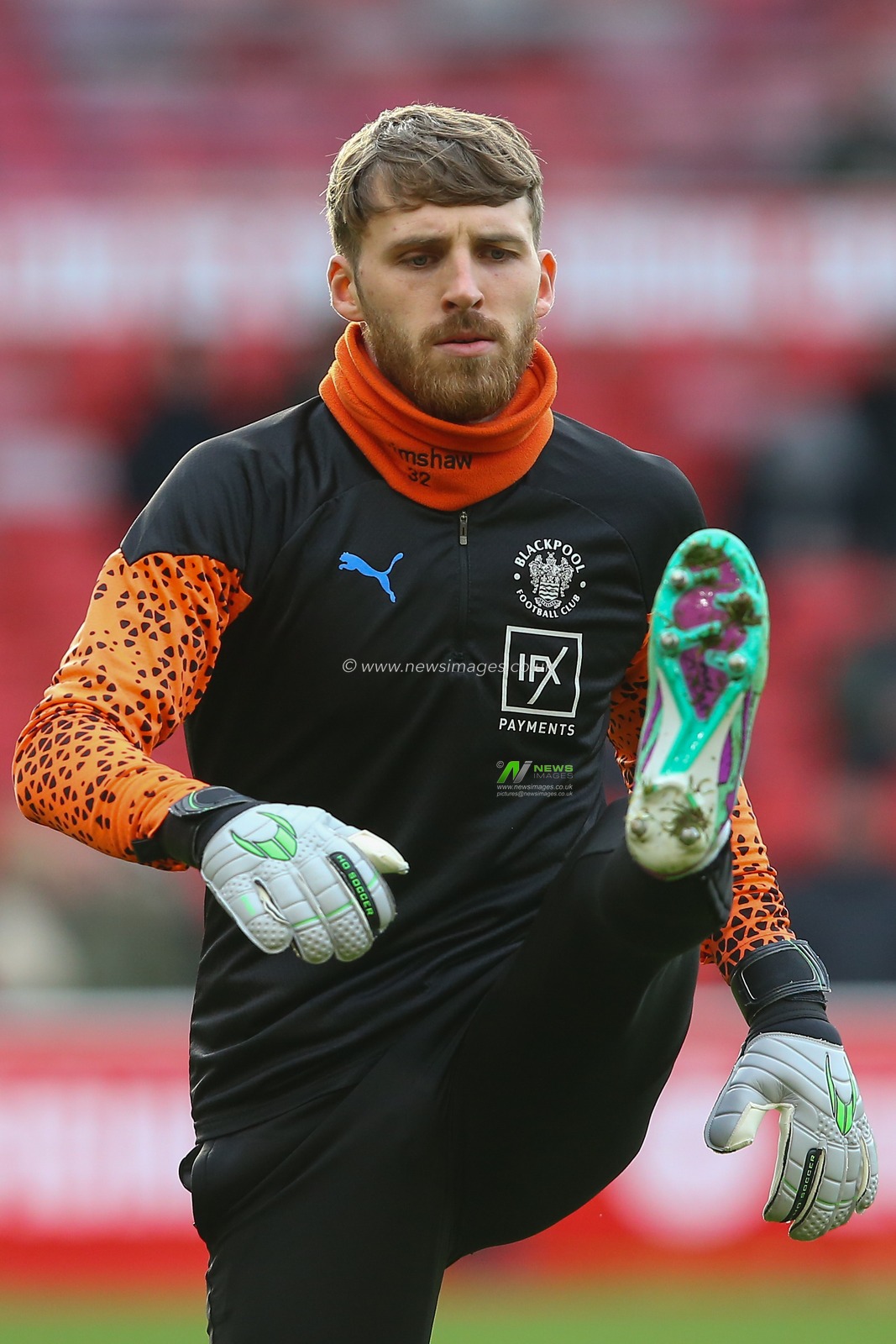 Daniel Grimshaw of Blackpool during the pre-game warm up ahead of the Emirates FA Cup Third Round match Nottingham Forest vs Blackpool at City Ground, Nottingham, United Kingdom, 7th January 2024

(Photo by Gareth Evans/News Images)