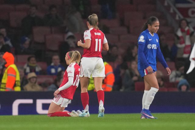 Chloe Kelly of Arsenal scores to make it 2-0 during the UEFA Women's Champions League Quarter-finals match Arsenal vs Chelsea at Arsenal Stadium, London, United Kingdom on 24 March 2026

(Photo by Harvey Murphy/News Images)