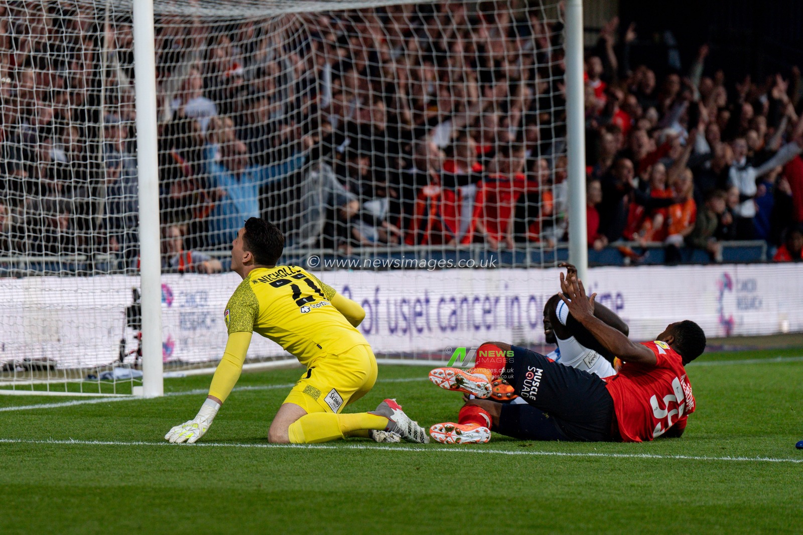 Cameron Jerome #35 of Luton Town appeals for a penalty, not given