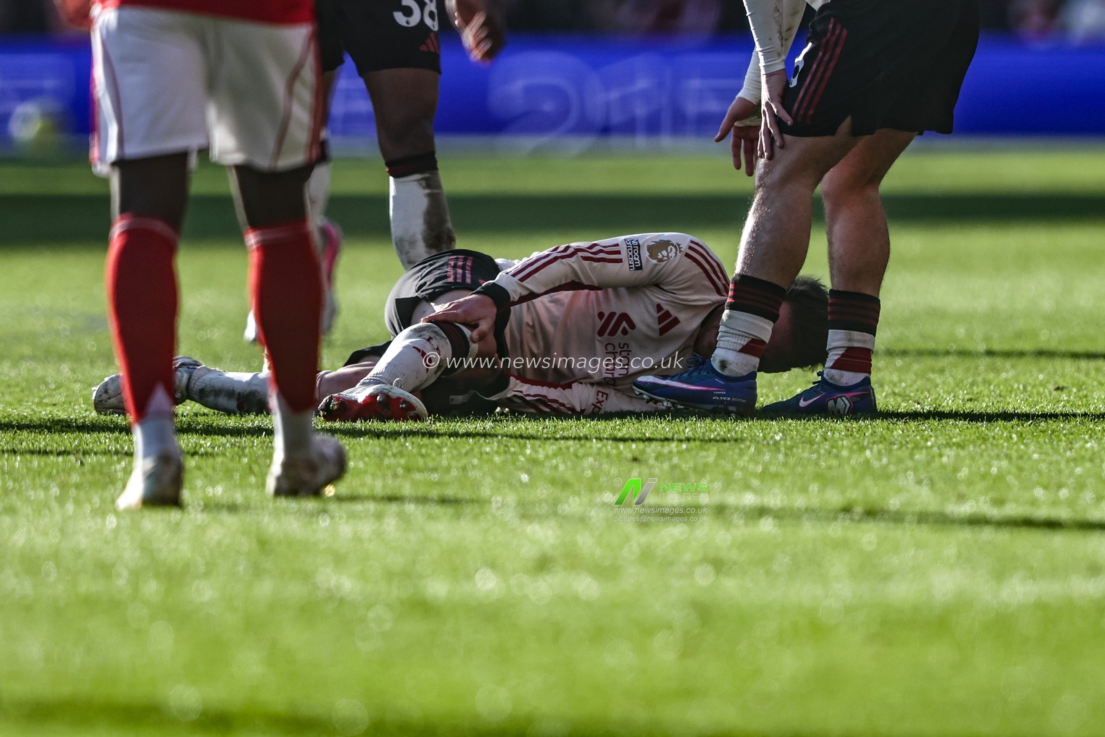 Alexis Mac Allister of Liverpool holds his knee after taking a knock during the Premier League match Nottingham Forest vs Liverpool at City Ground, Nottingham, United Kingdom on 22 February 2026

(Photo by Alfie Cosgrove/News Images)