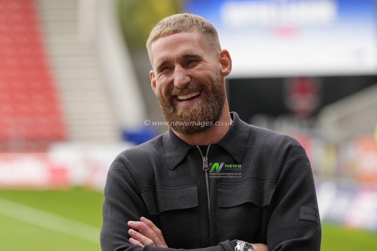 Sam Tompkins working as a Sky Sports Pundit before the Betfred Super League Eliminator match St Helens vs Warrington Wolves at Totally Wicked Stadium, St Helens, United Kingdom, 30th September 2023

(Photo by Steve Flynn/News Images)