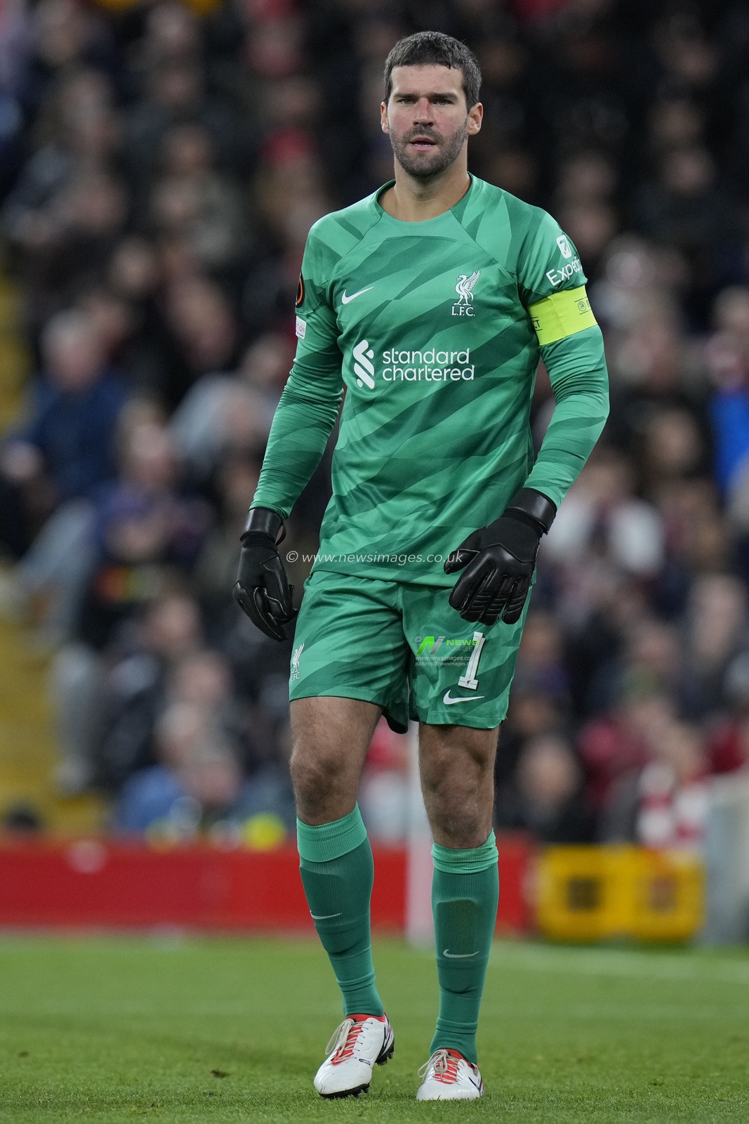 Alisson Becker #1 of Liverpool during the UEFA Europa League match Liverpool vs Union Saint-Gilloise at Anfield, Liverpool, United Kingdom, 5th October 2023

(Photo by Steve Flynn/News Images)