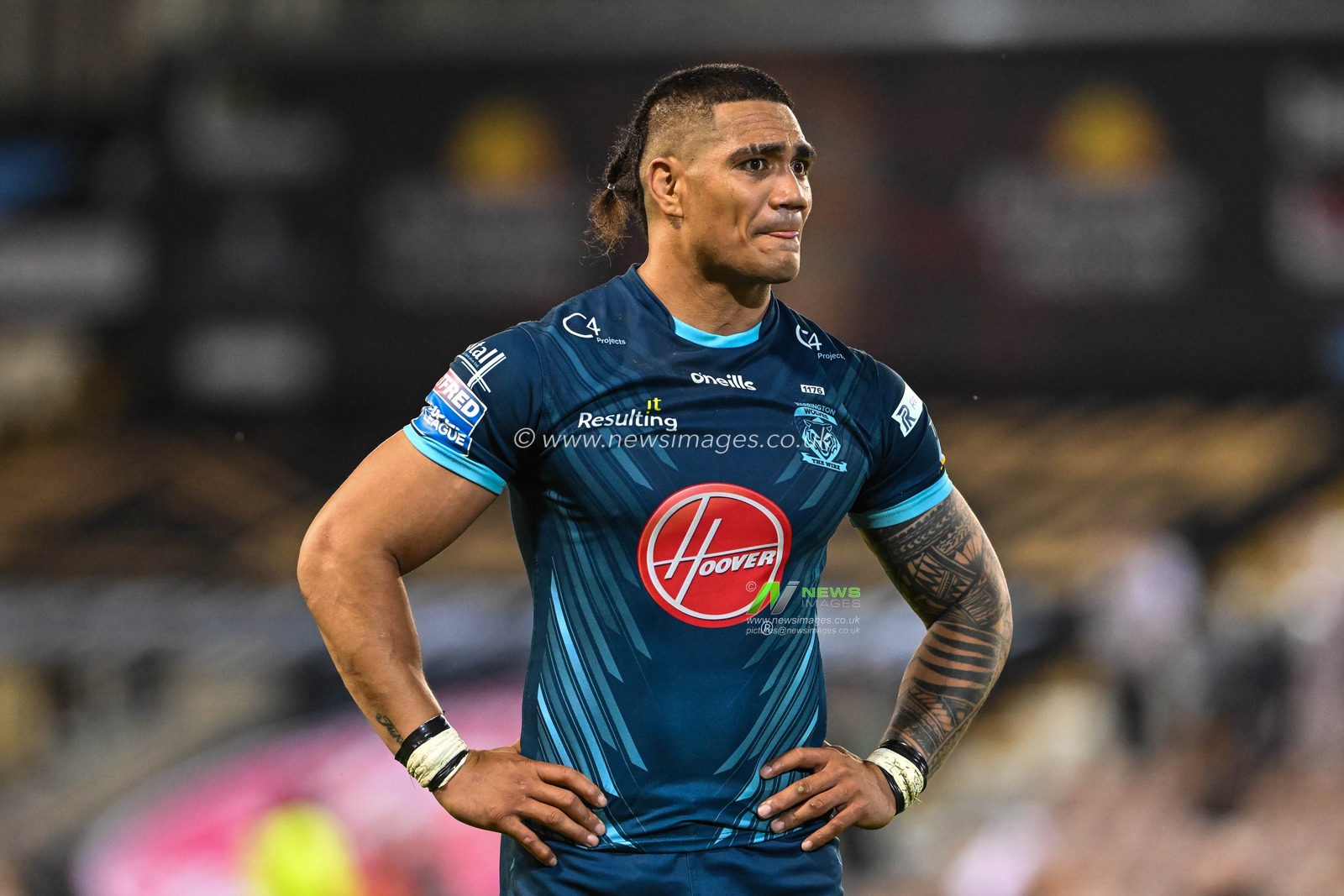 Pete Mataâ€™utia #3 of Warrington Wolves is dejected at the end of the Betfred Super League Round 13 match Leigh Leopards vs Warrington Wolves at Leigh Sports Village, Leigh, United Kingdom, 26th May 2023

(Photo by Craig Thomas/News Images)