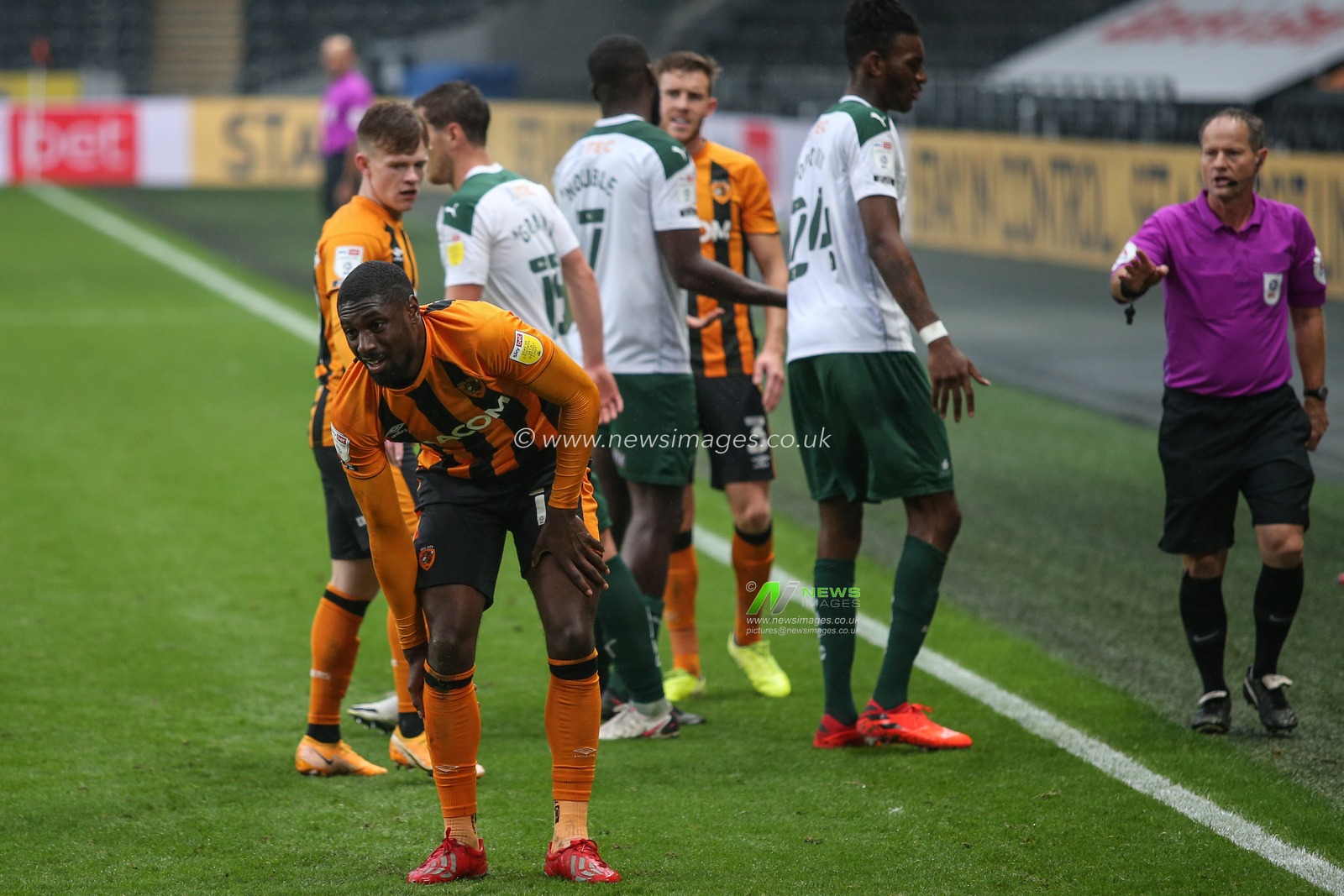Hakeed Adelakun (16) of Hull City appears to be fit after a poor challenge
