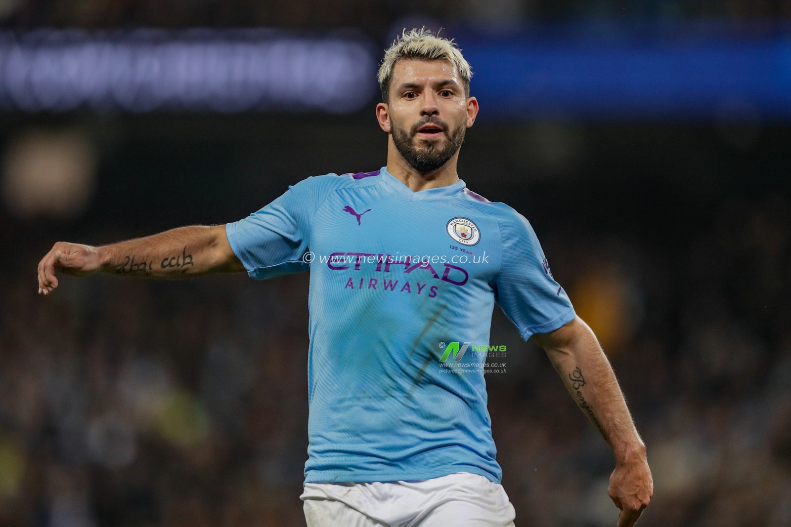 23rd November 2019, Etihad Stadium, Manchester, England; Premier League, Manchester City v Chelsea : Sergio Aguero (10) of Manchester City during the game

Credit: Mark Cosgrove/News Images