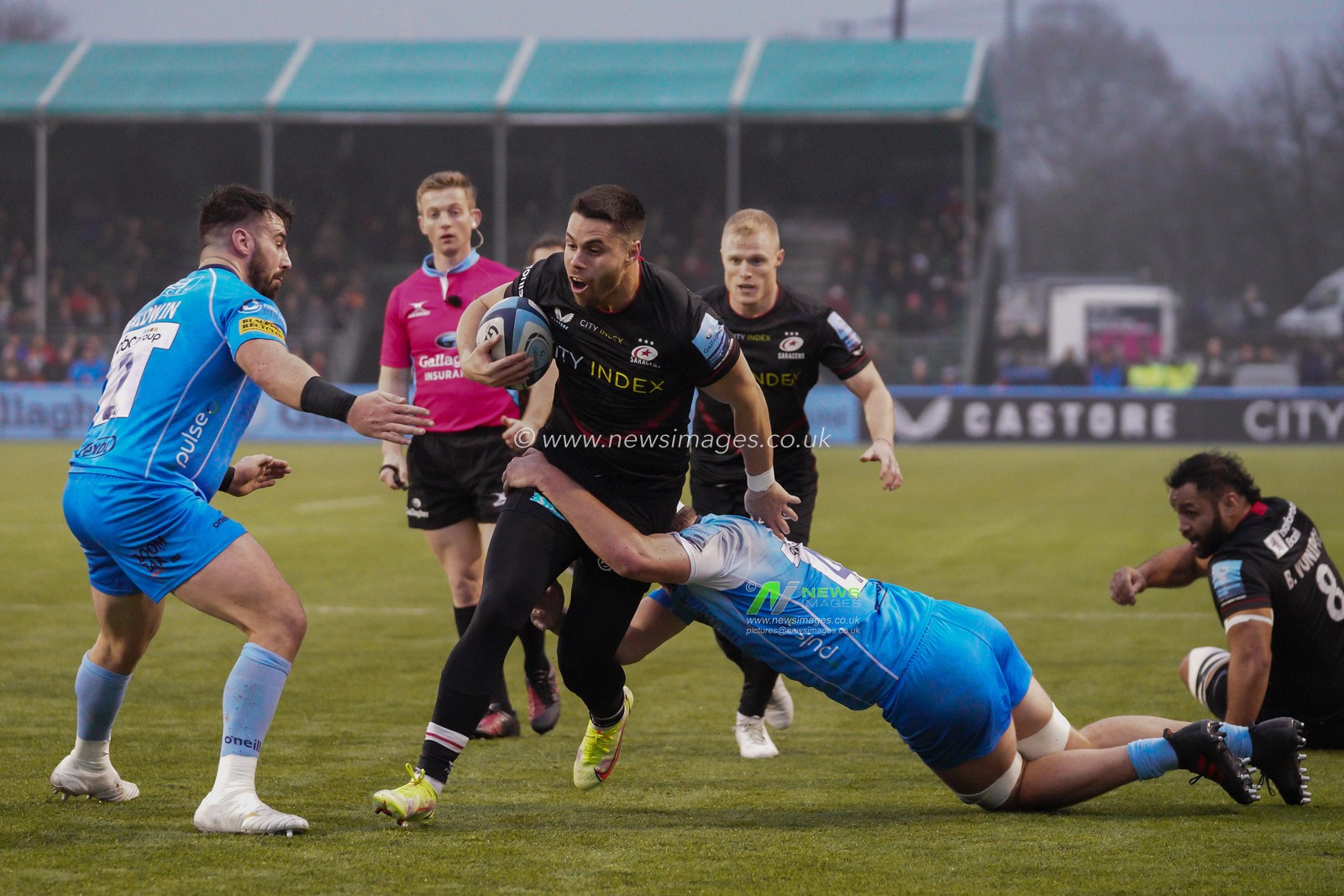 Sean Maitland #14 of Saracensin action during the game