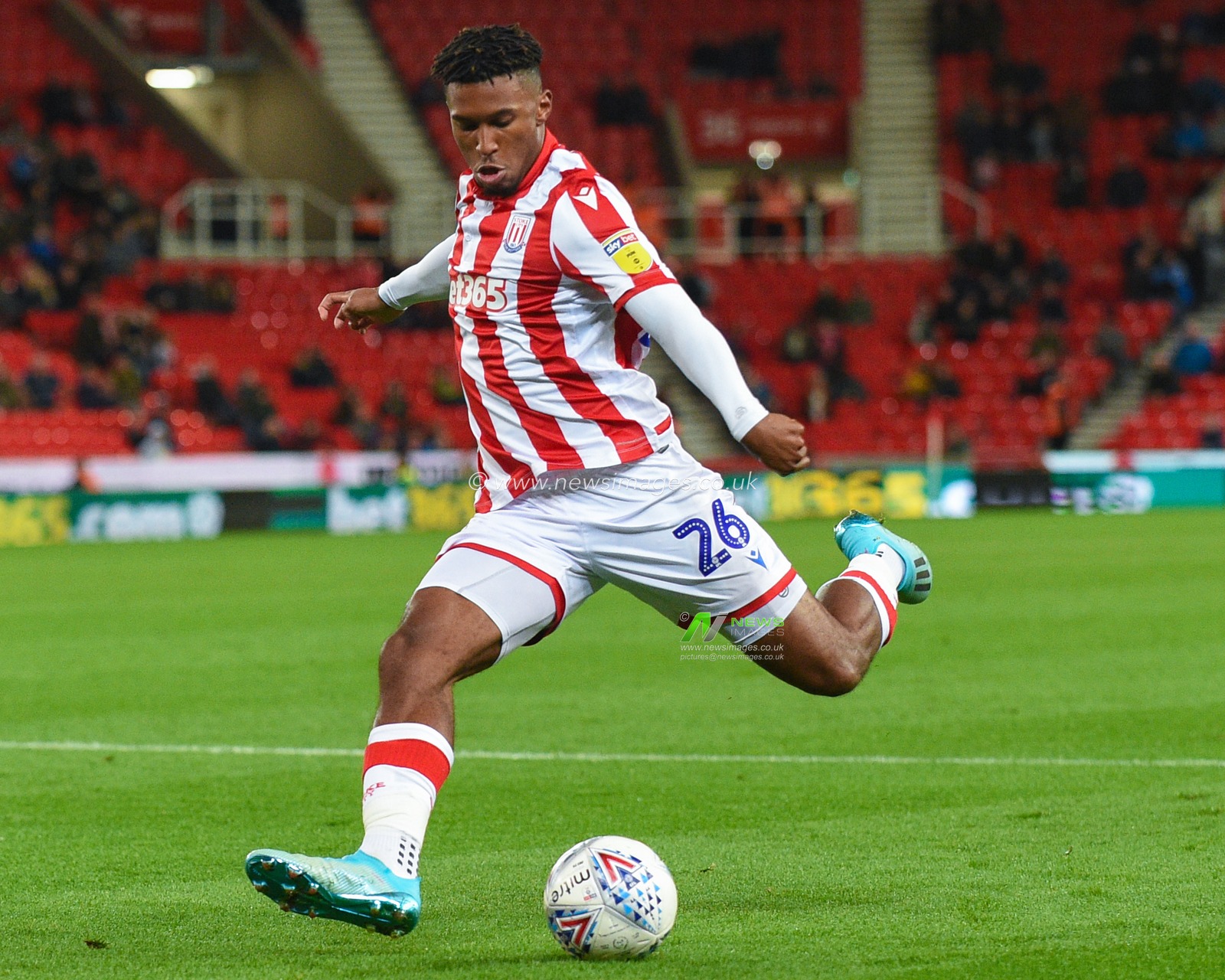 1st October 2019, Bet365 Stadium, Stoke-on-Trent, England; Sky Bet Championship, Stoke City v Huddersfield Town : Tyrese Campbell (26) of Stoke City in action during the game

Credit: Richard Long/News Images