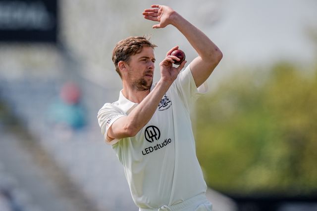 Craig Miles prepares to bowl during the County Championship Division Two Derbyshire v Gloucestershire at The Central Co-Op County Ground, Derby, United Kingdom on 26 April 2026

(Photo by Maynard Manyowa/News Images)